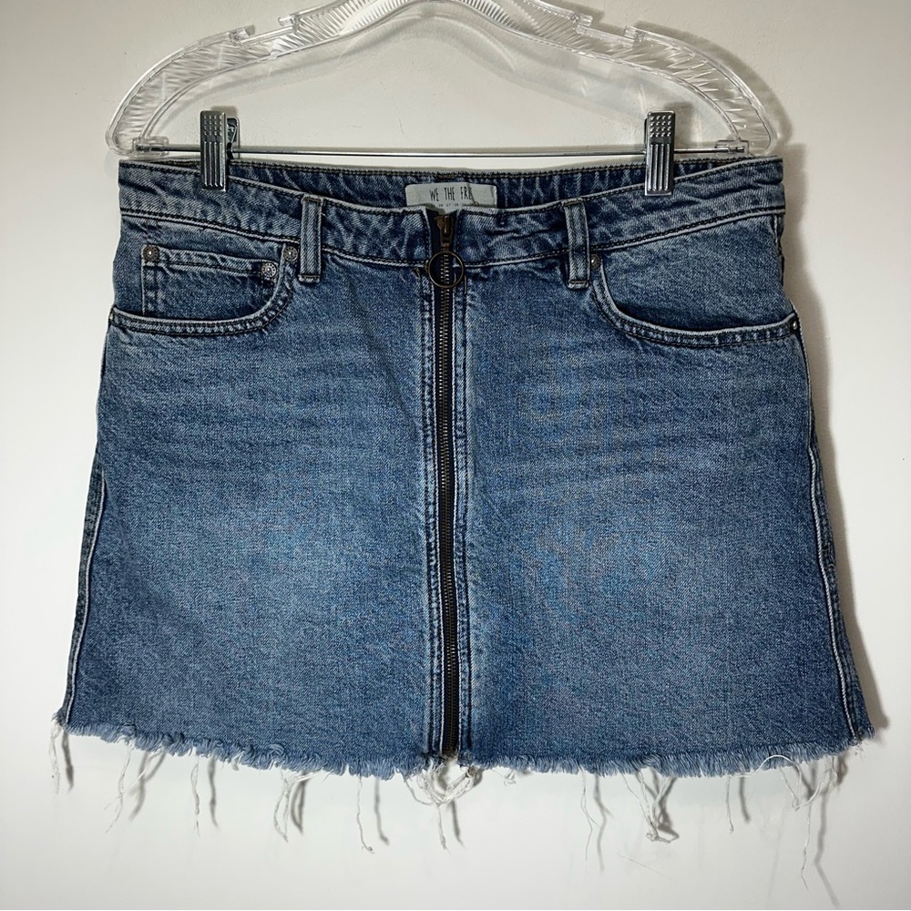 We The Free by Free People Zip Front Denim Mini Jean Skirt